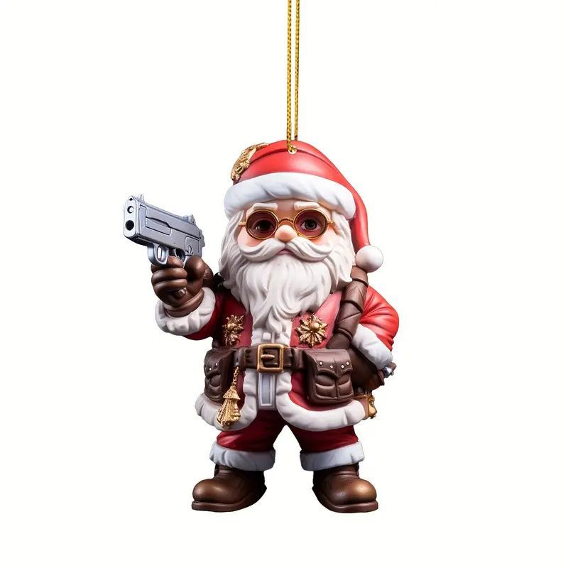 Badass Santa Ornament – Action-Packed Christmas Decor
