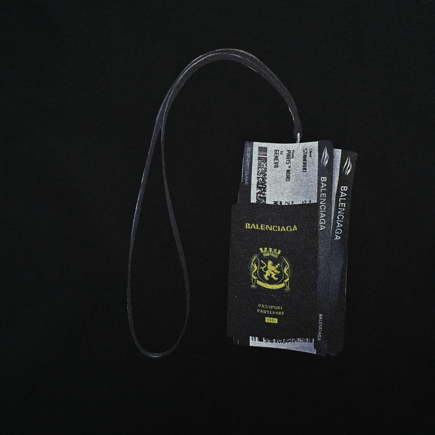 Balenciaga Airline Ticket Passport Printed Short Sleeve