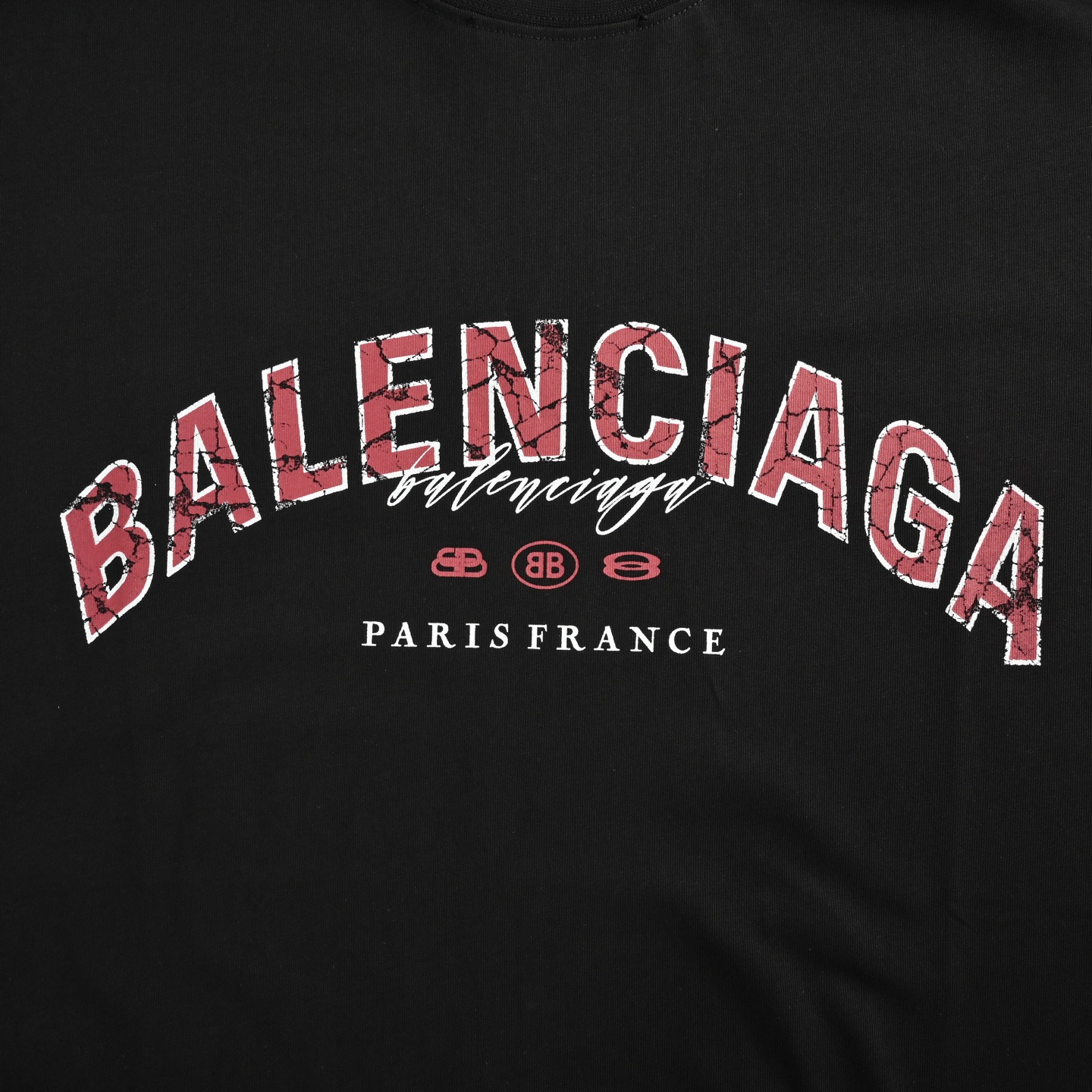 Balenciaga 25ss distressed mottled letter print short sleeves