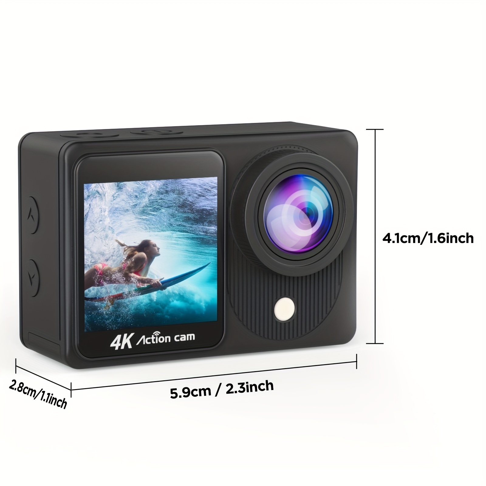 Yolansin 4K Action Camera Touch Screen - Dual Screen Ultra HD EIS WiFi Sports Camera, 1574.8inchUnderwater Camera 170° Wide Angle Video Camera 20MP Waterproof Helmet Camera With Remote Control And 2 Batteries