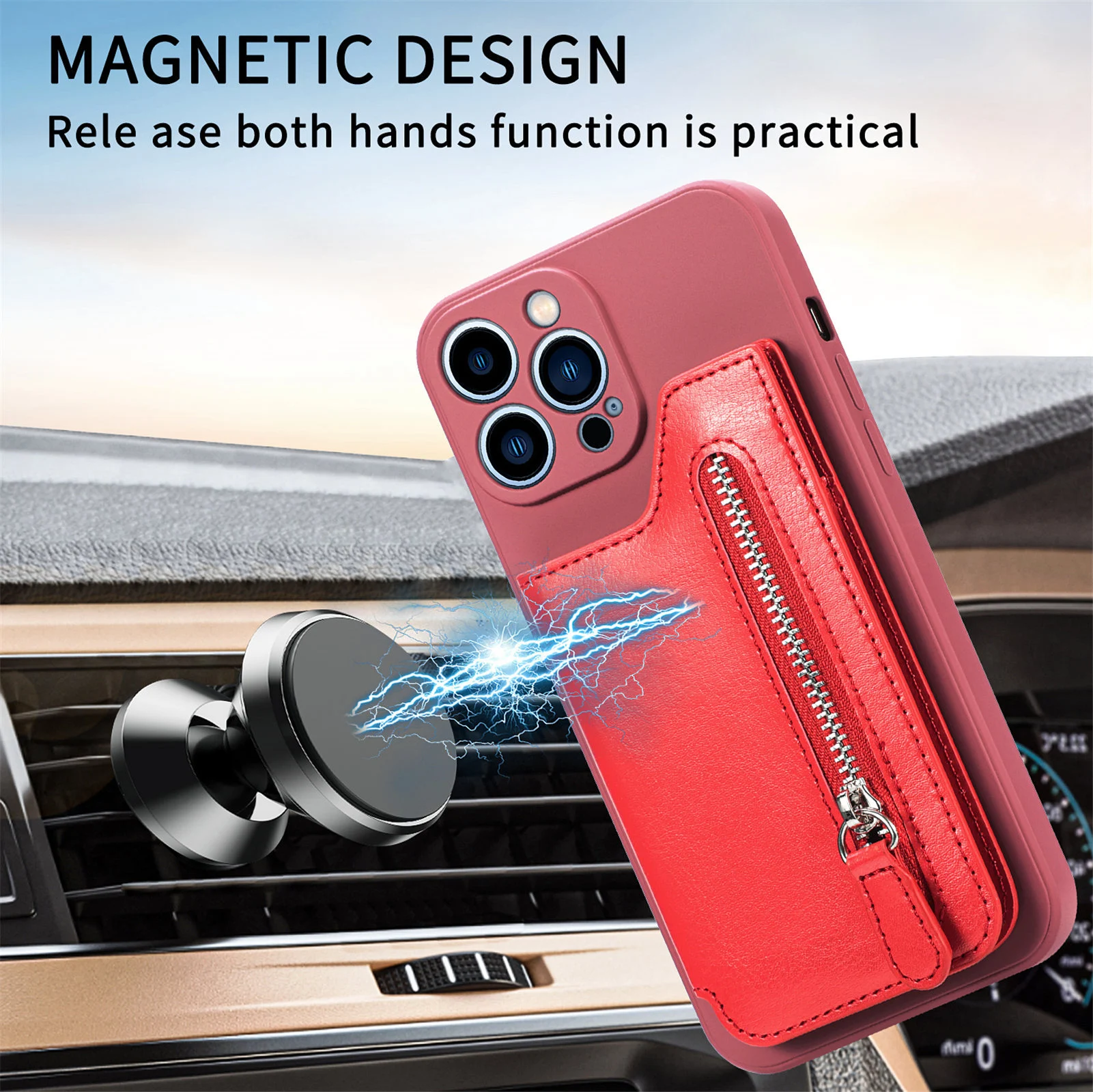 🔥Last Day Promotion-50% OFF🔥Magnetic Liquid Silicone Shell With Zipper Wallet