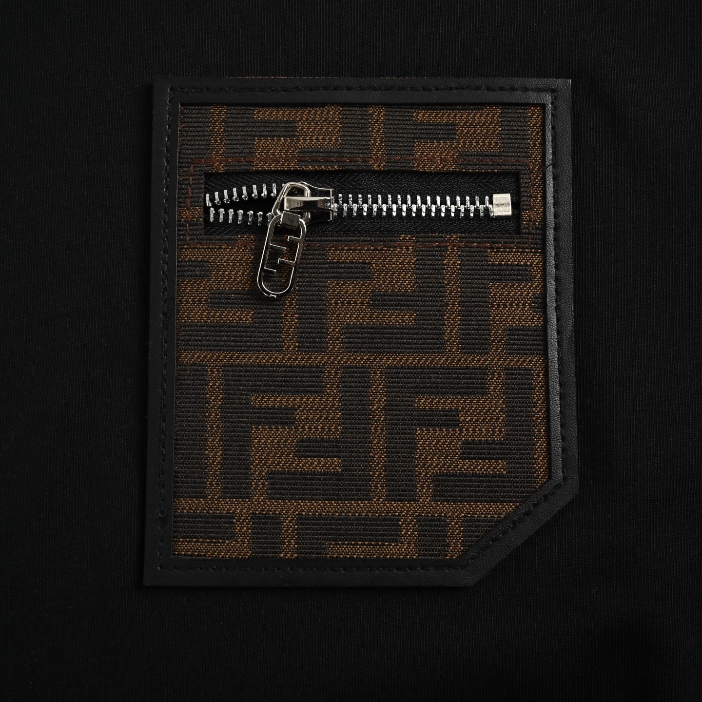 Fendi leather trim zip pocket short sleeve