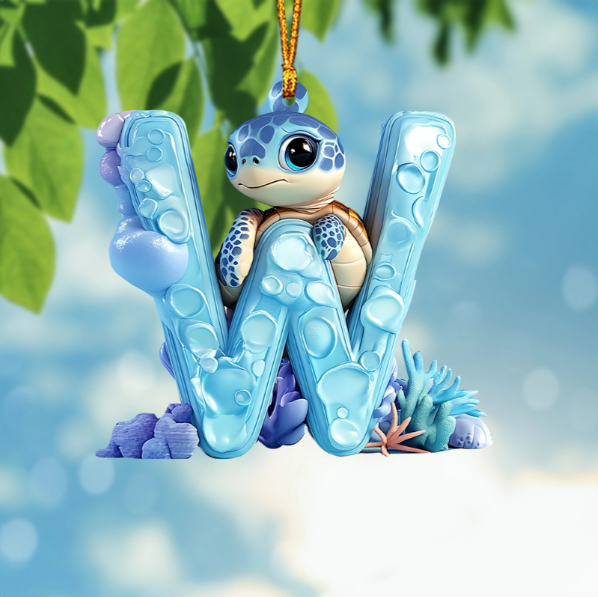 Cute Turtle Letter Shaped Ornament