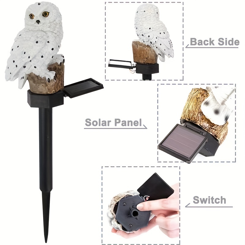 Owl Solar LED Lights, Solar Garden Lights Outdoor Decor, Resin Garden Waterproof Decorations