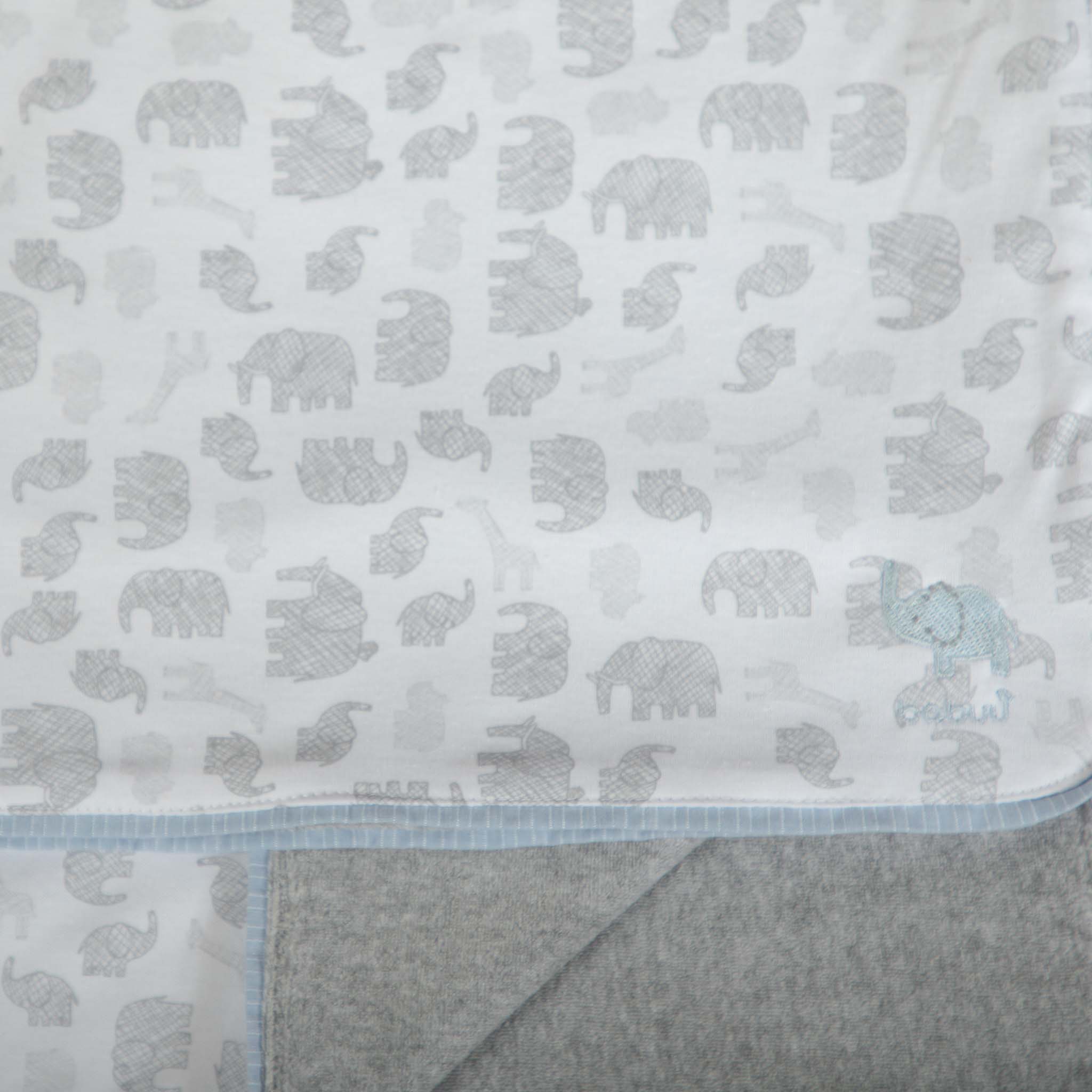 Cobija para bebé Camiseta Elefante Azul