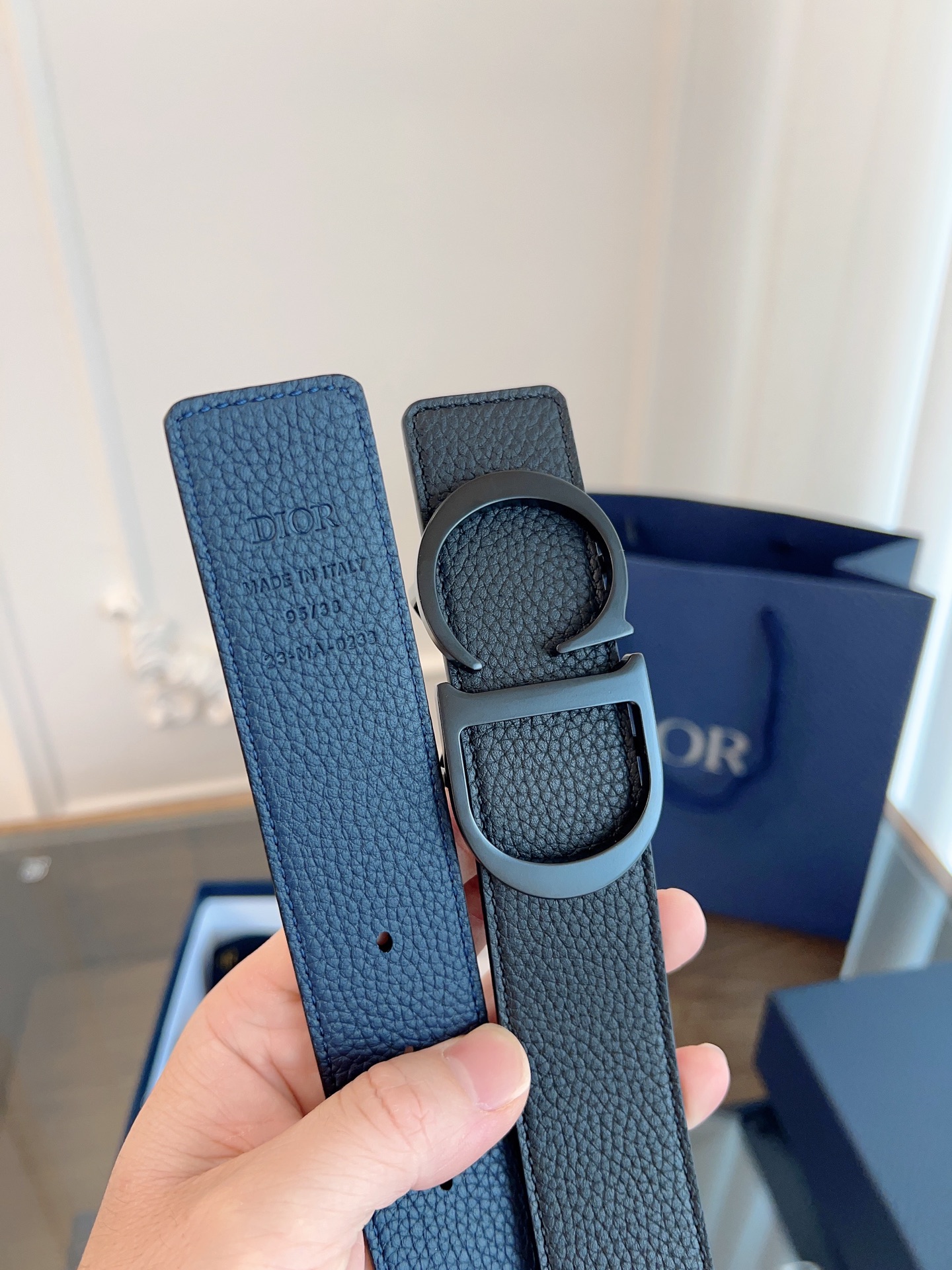 Dior double-sided leather belt 3.5CM wide