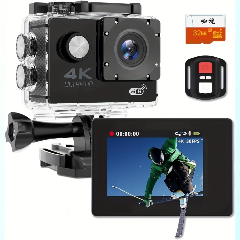 LUOSI Ultra HD Action Camera 4K 30fps, 1181.1inch Waterproof Camera, 170° Wide Angle Underwater Cameras With WiFi, Sports Camera