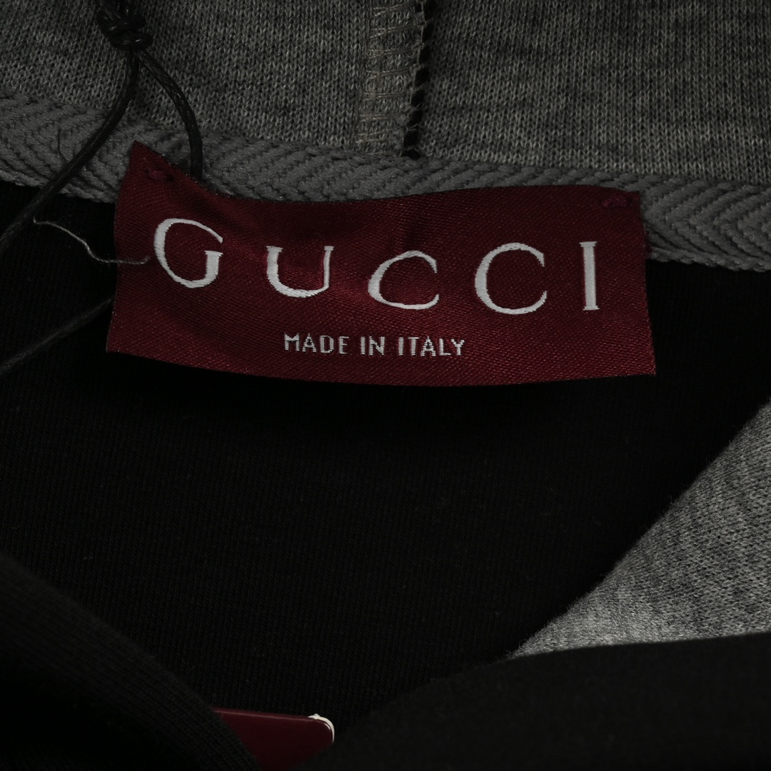 Gucci 24Fw small logo space cotton composite knitted hooded sweatshirt