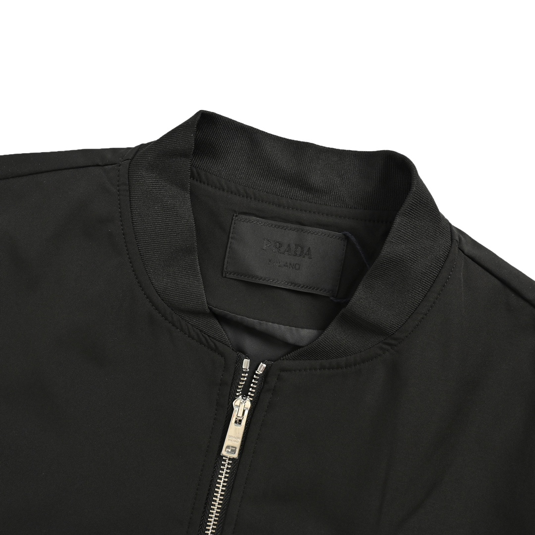 Prada 24Fw triangle logo back rhinestone lettering jacket
