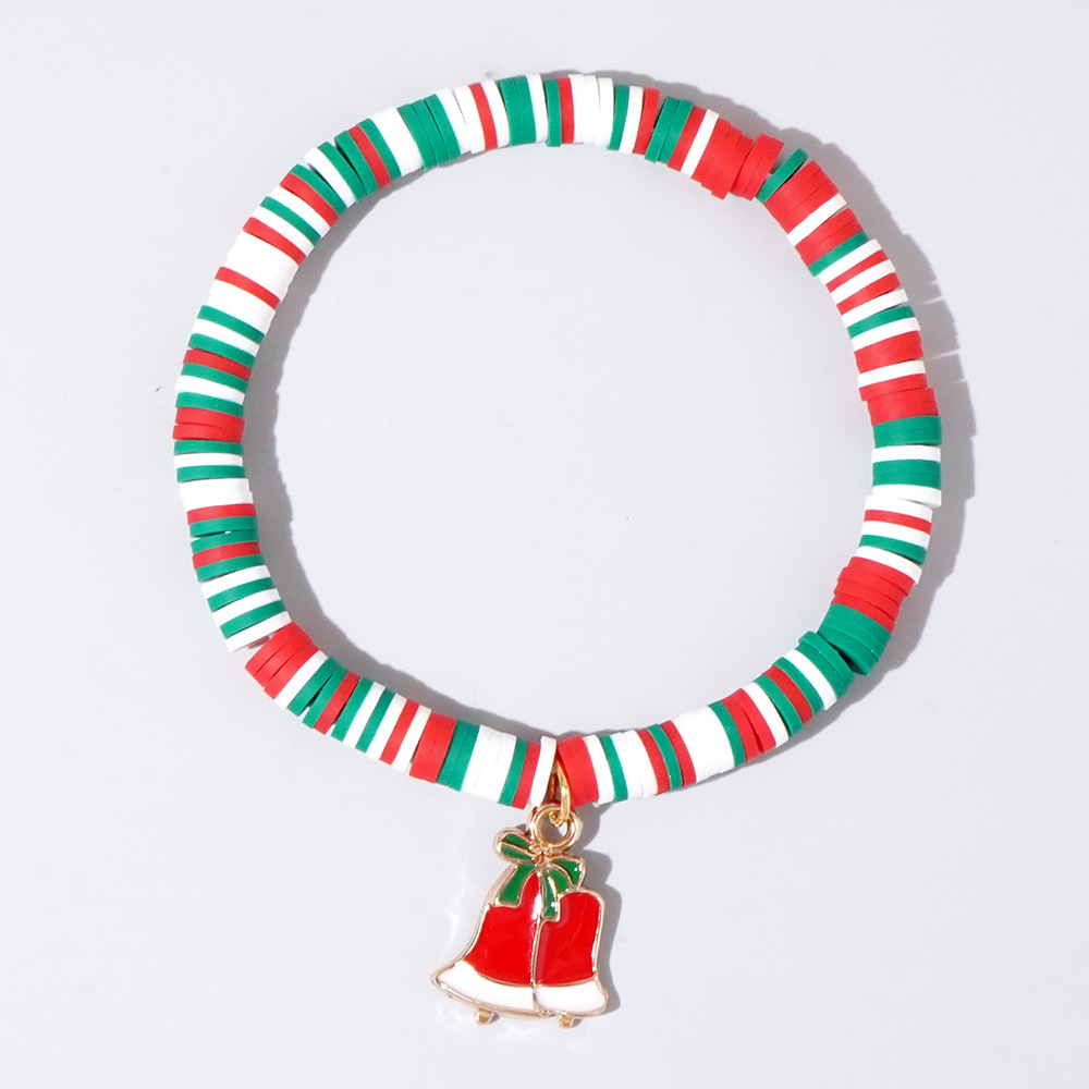 Christmas hand colored polymer clay beaded bracelet set gift