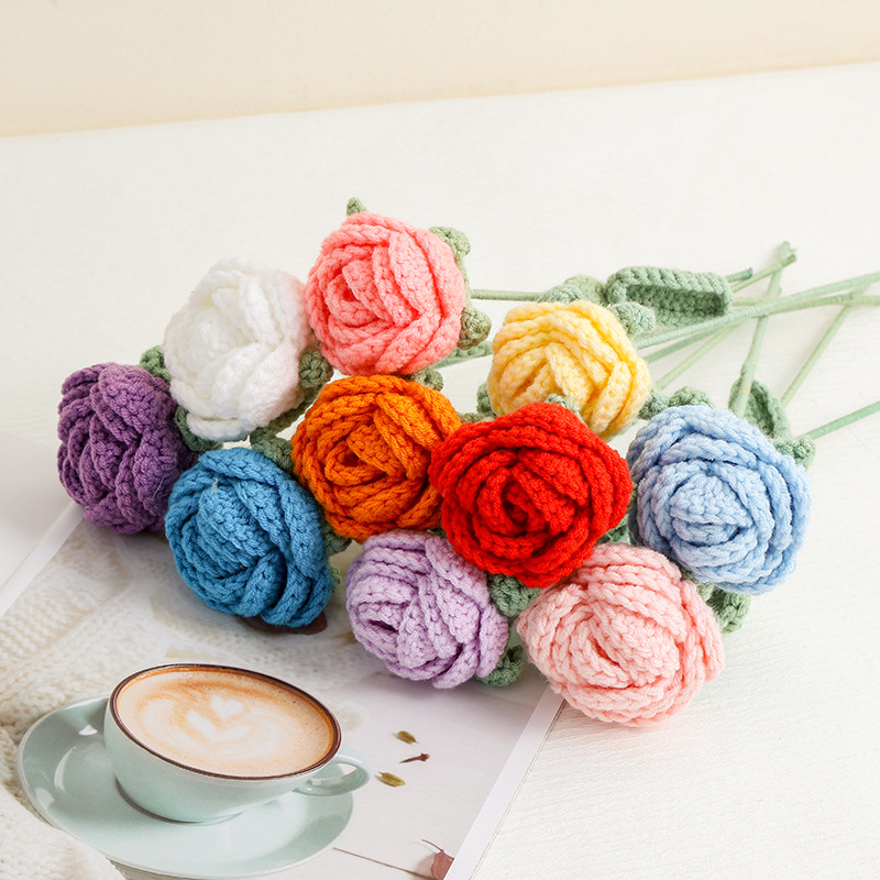 🔥Last Day 50% Off🔥Handmade Knitted Rose,Artficial rose faux flowers,Gift For Her,Present Accessories🌹