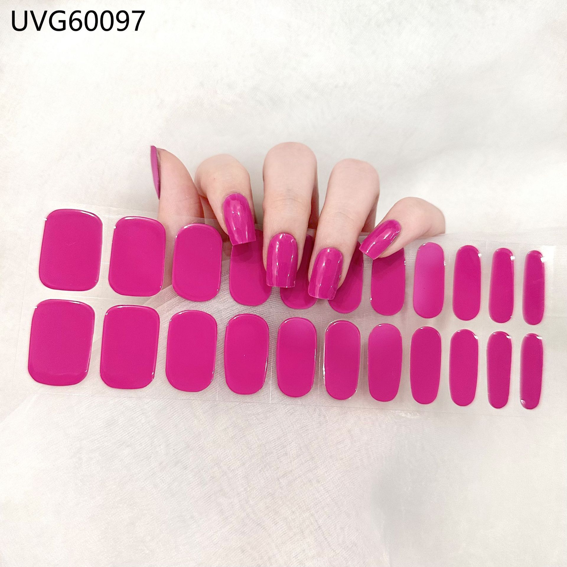 Semi Cured Gel Nail Strips, 22 pcs Nail Wraps, Glaze Gel Nail Stickers
