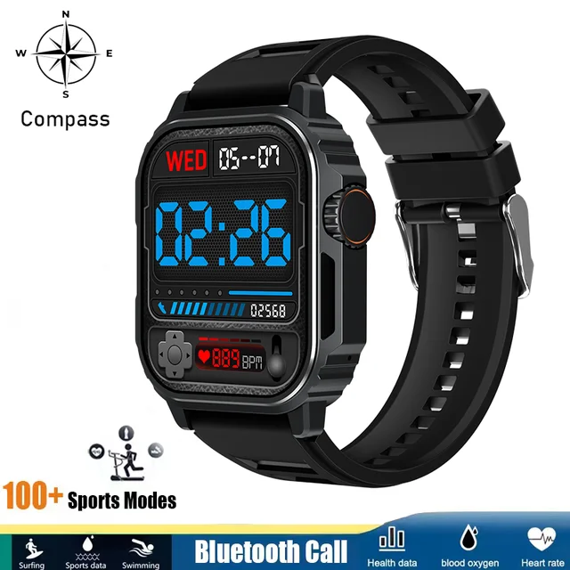 New Outdoor Men's smartwatch Compass GPS Motion Track HD Bluetooth Talk 1.96inch full screen Touch smartwatch for Huawei Xiaomi