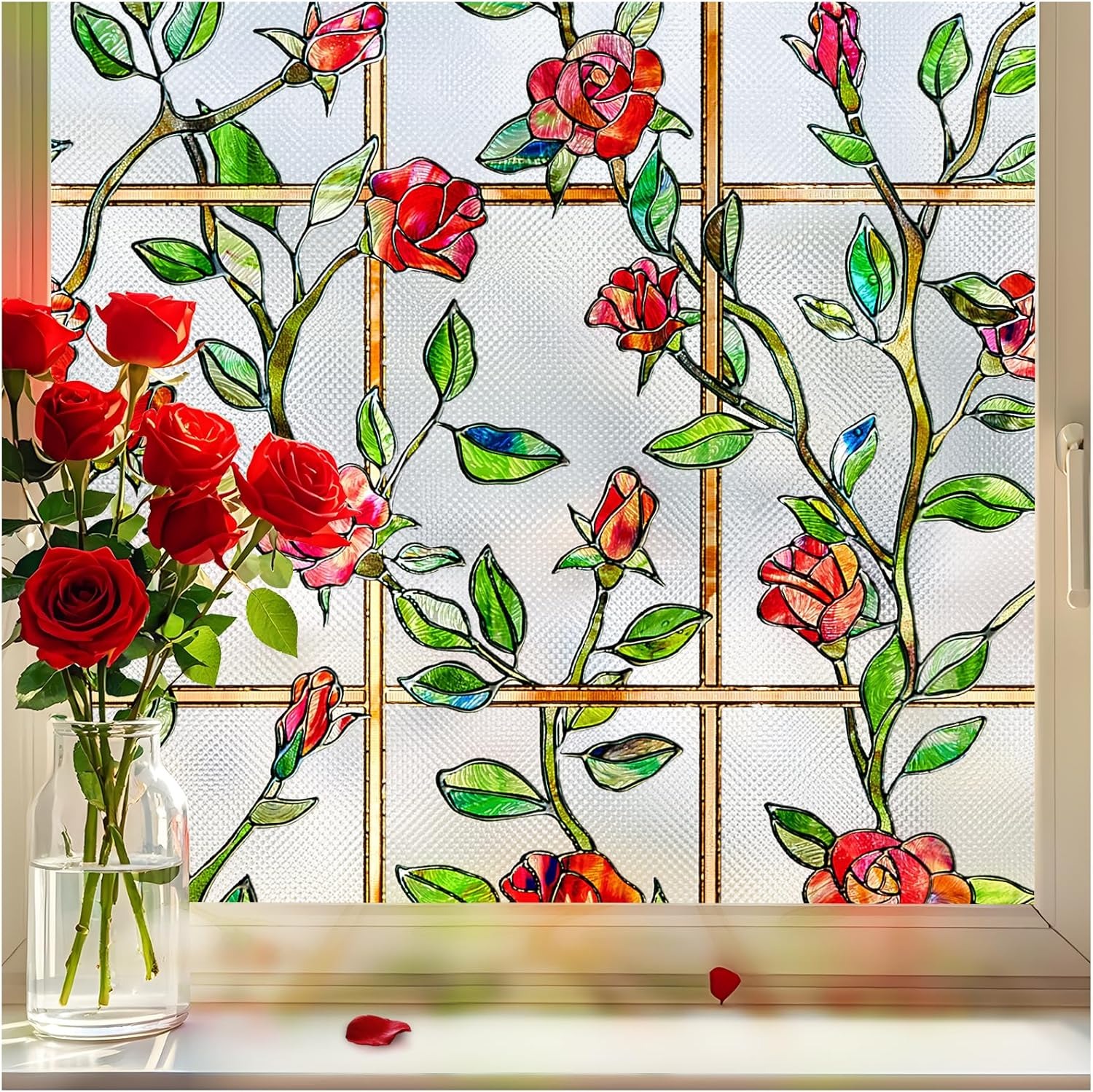 💥ON SALE💥- 3D Floral Stained Glass Window Film, Anti UV🪟🌸