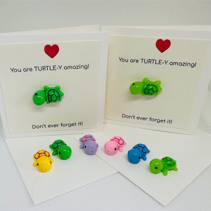 You're TURTLE-Y Amazing Motivational/ Thank You/ Friendship mini card and envelope with detachable turtle charm gift.