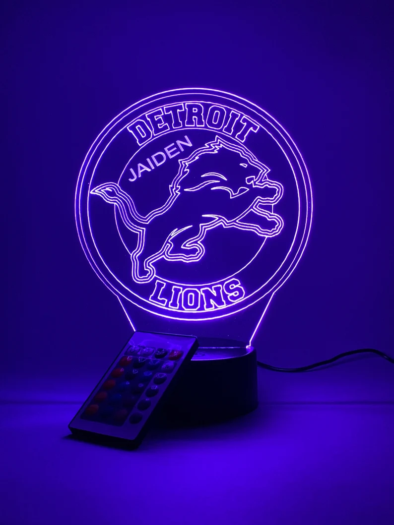 DETROIT LIONS 3D LAMP PERSONALIZED