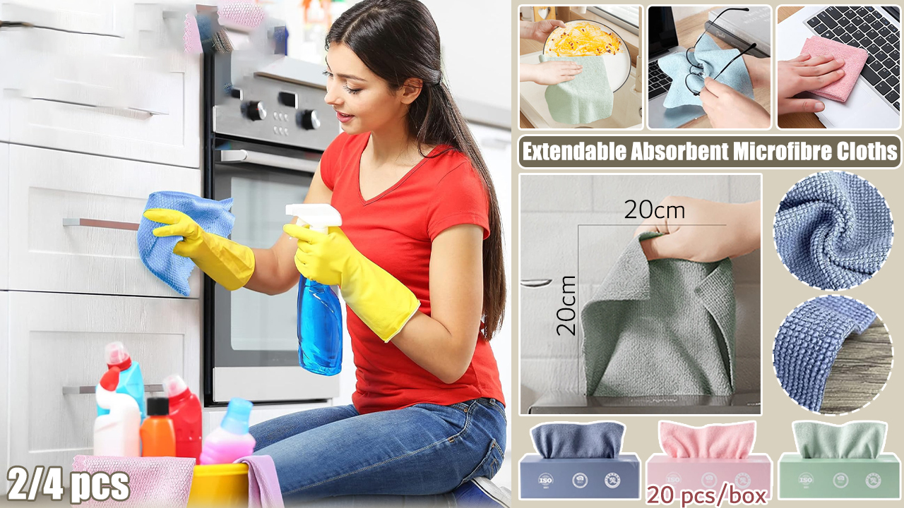 🔥Last Day Promotion - 50% OFF🔥Water and oil absorption/dry and wet use/reusable Microfiber Rags in A Box (20 Count)-BUY 3 GET 2 FREE & FREE SHIPPING
