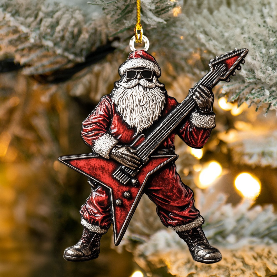 🤟🏼Rockin' Santa Christmas Ornaments