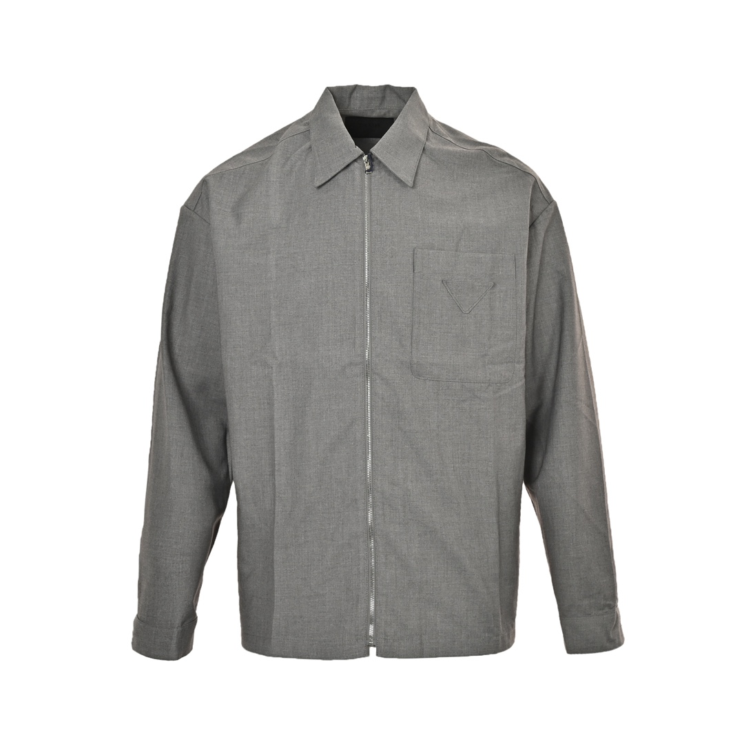 Prada 24Fw wool triangle label shirt jacket