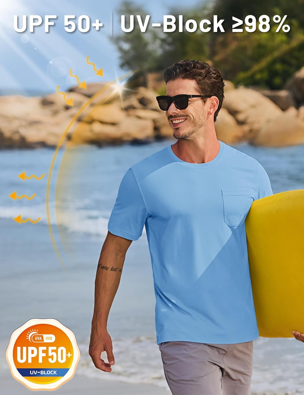 Sun Protection Quick-Drying Men's T-shirt | UPF 50+ | Moisture-Wicking Black Technology