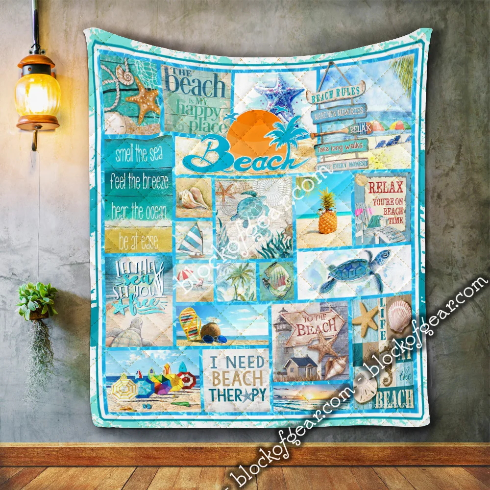 The Beach Is My Happy Place Quilt Blanket