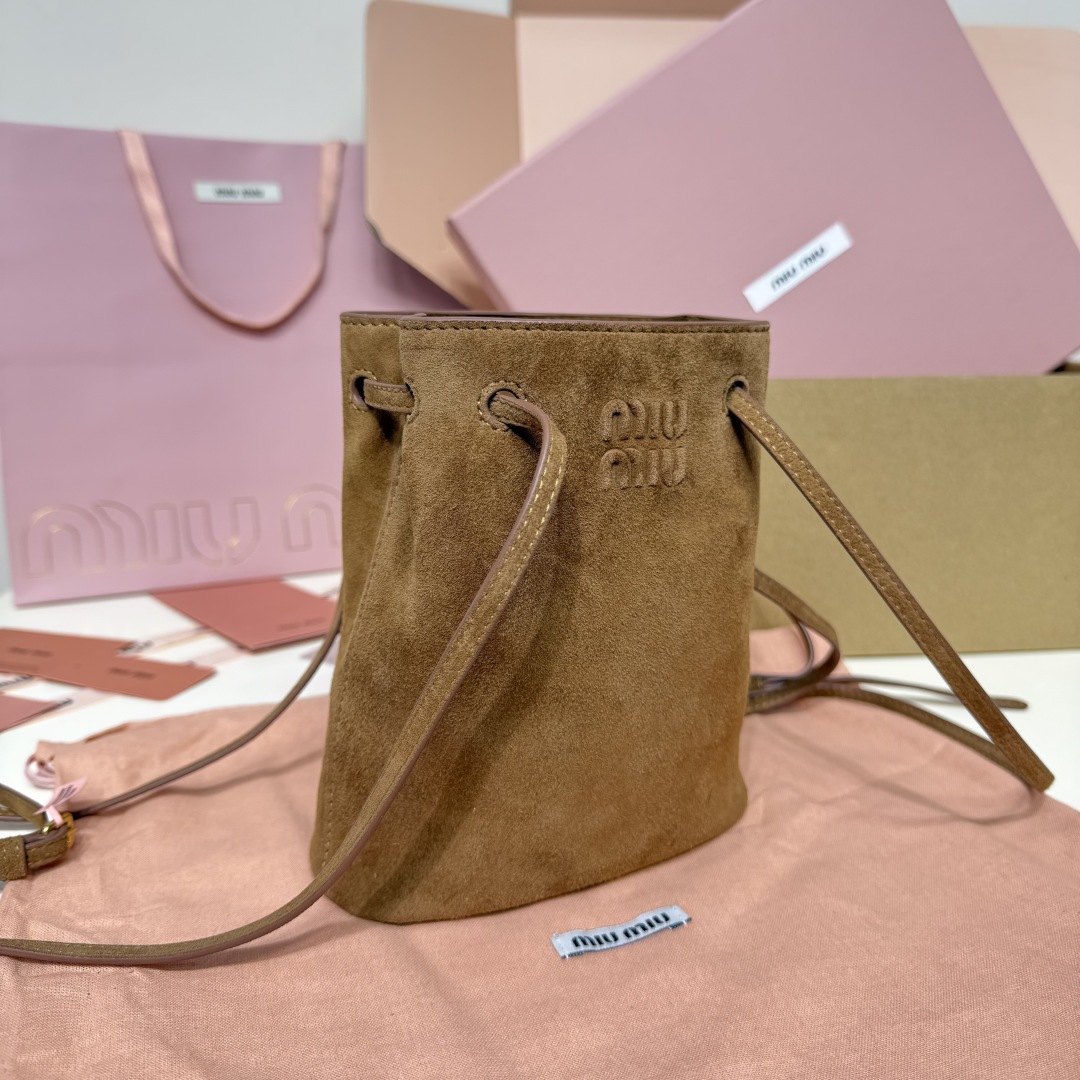 Miu Miu Suede Mini Bucket Bag 5NF460