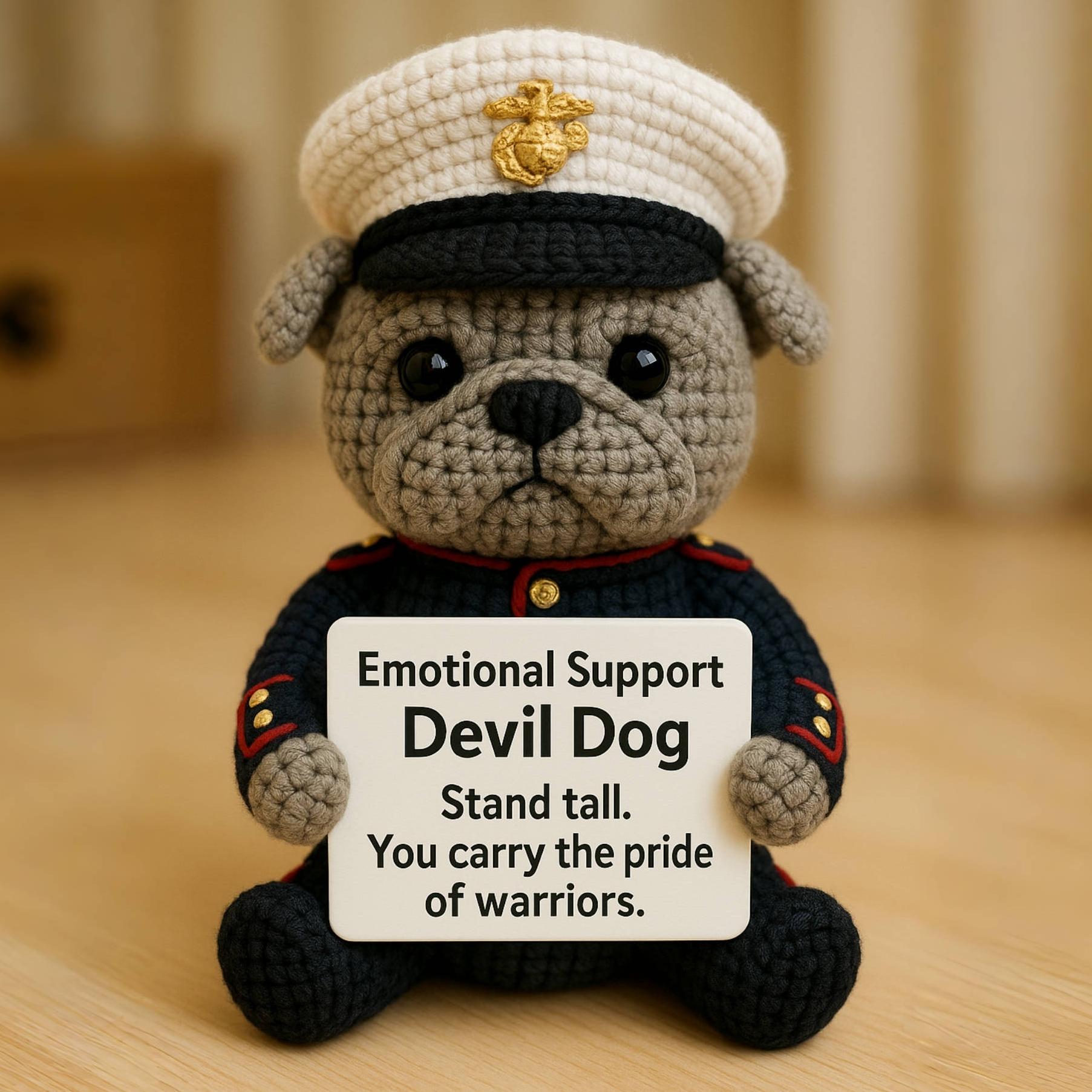USMC Devil Dog Emotional Support Crocheted Doll