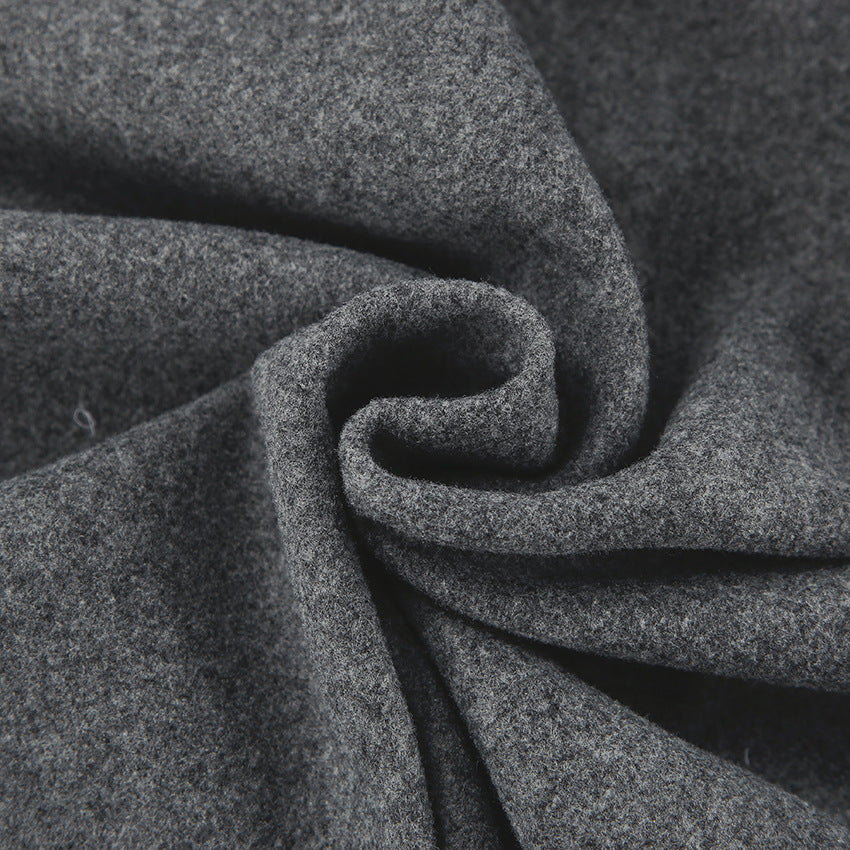 Fashionable and Simple Gray Woolen Coat for Women