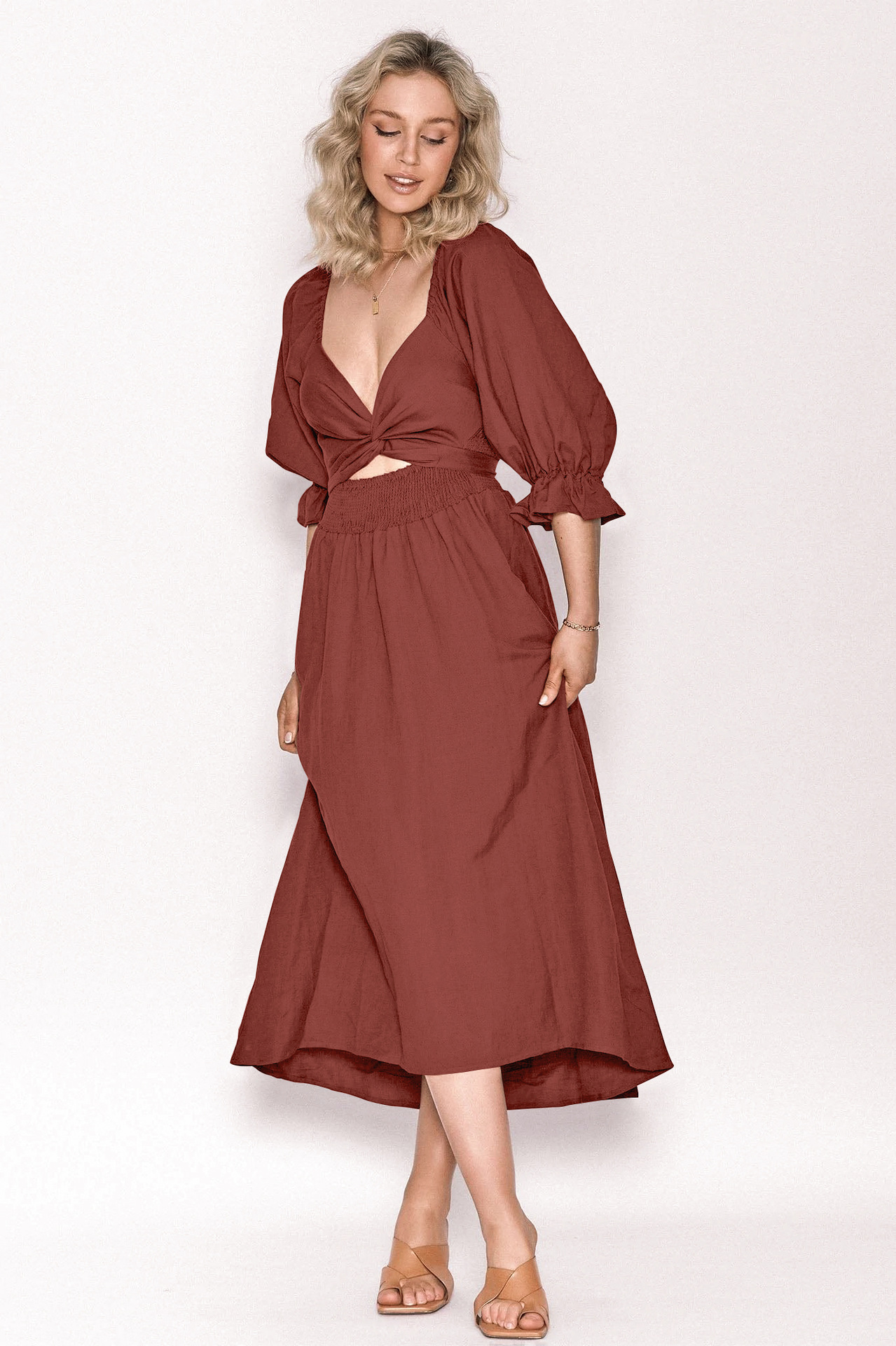 💥Hot Sale-[SAVE 50% OFF]--🏖️FRENCH RUFFLED LANTERN SLEEVES MULTI-WEAR DRESS--BUY 2 GET 10% OFF & FREE SHIPPING