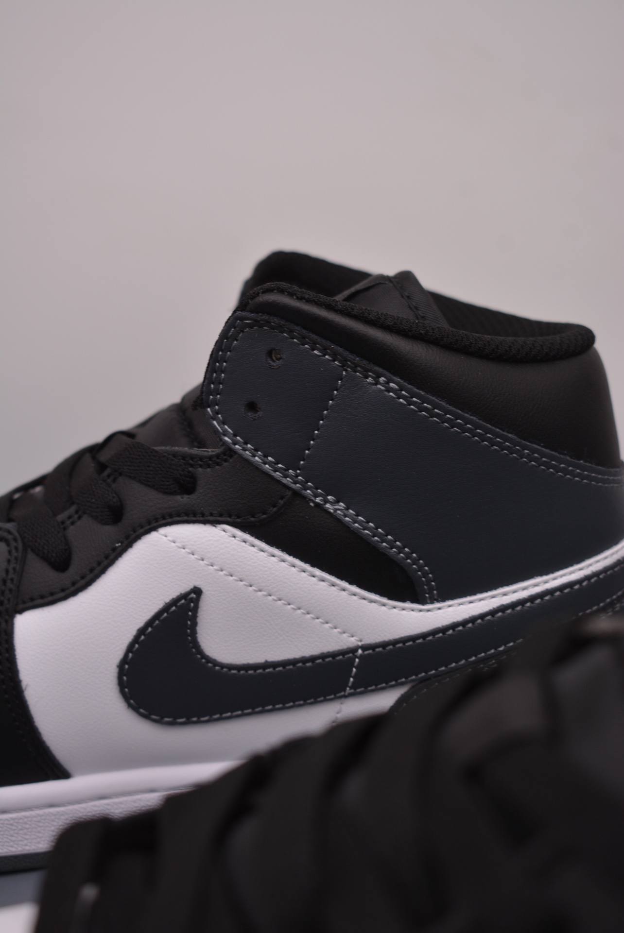 Air Jordan 1 Mid Grey and Black Panda Toe