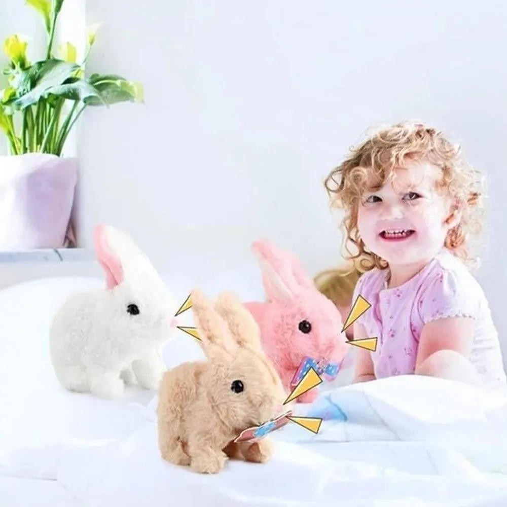 Educational Interactive Toys Bunnies Can Walk and Squeaky Easter Gift