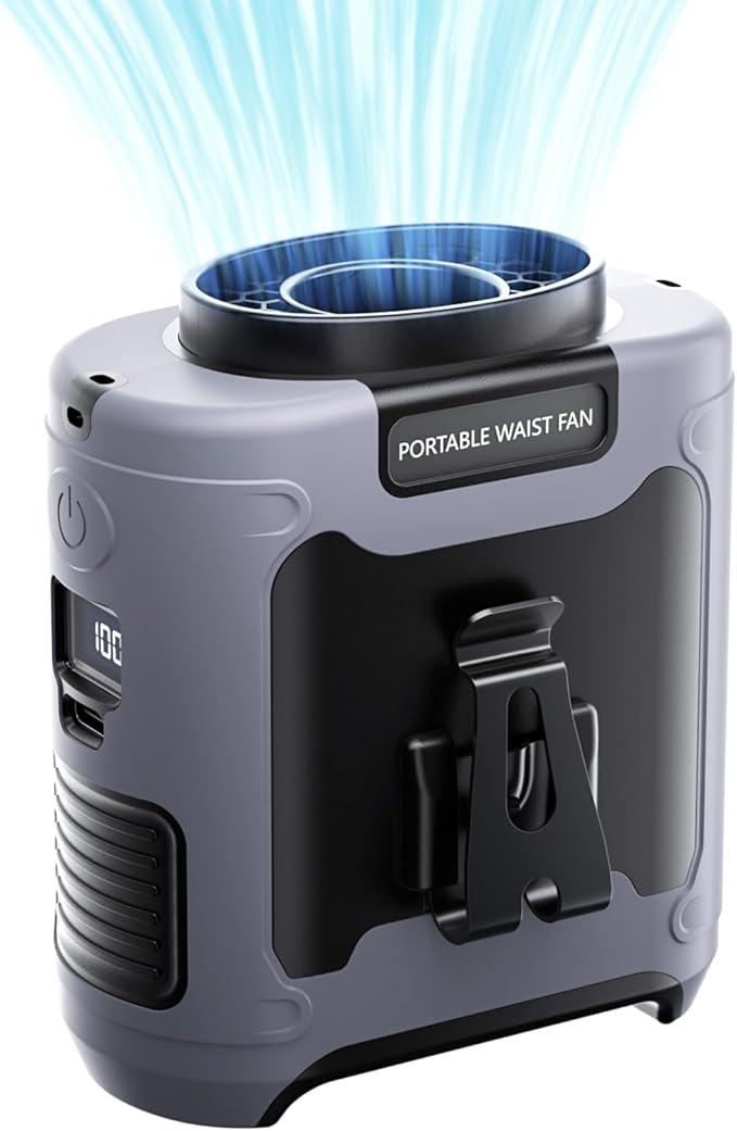 ❄️❄️Portable waist clip cooling fan | USB charging with LED and power bank ☀️☀️(a must-have for outdoor work in summer)