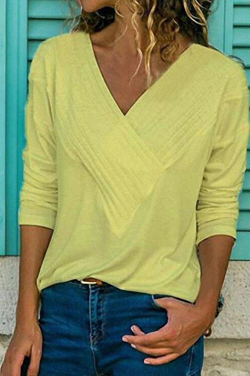 Heididress V-neck Long Sleeve Solid Basic Shirts