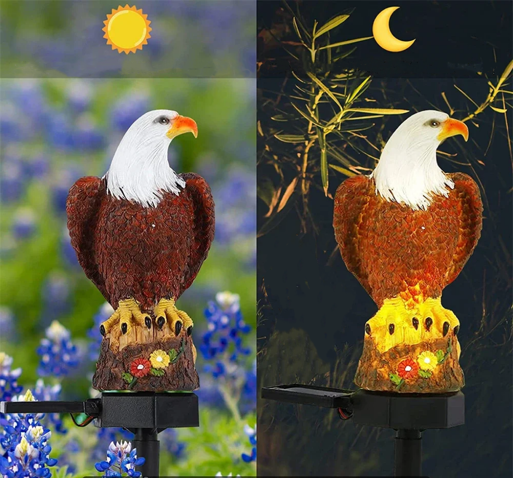 (🔥Last Day Promotion-SAVE 65% OFF)Resin Eagle Solar Power Waterproof LED Warm Lights With Pilings(2 PCS/SET)-BUY 2 GET 10% OFF & FREE SHIPPING
