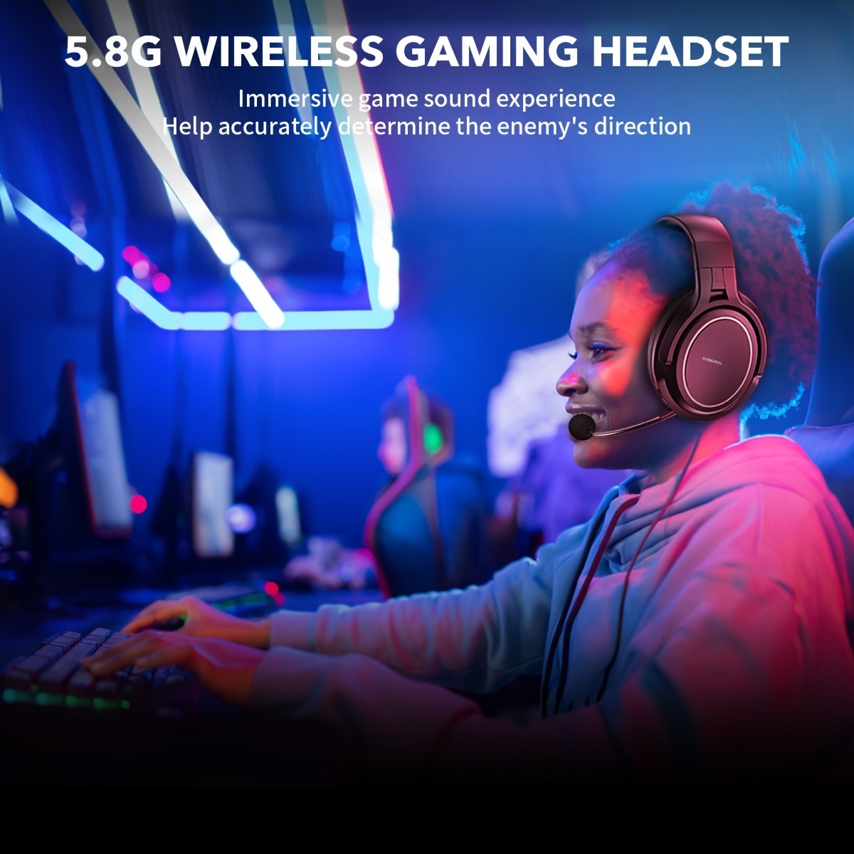 NUBWO Noise Cancelling Wireless Gaming Headset 5.8G For PS5,PS4,PC G01 Black