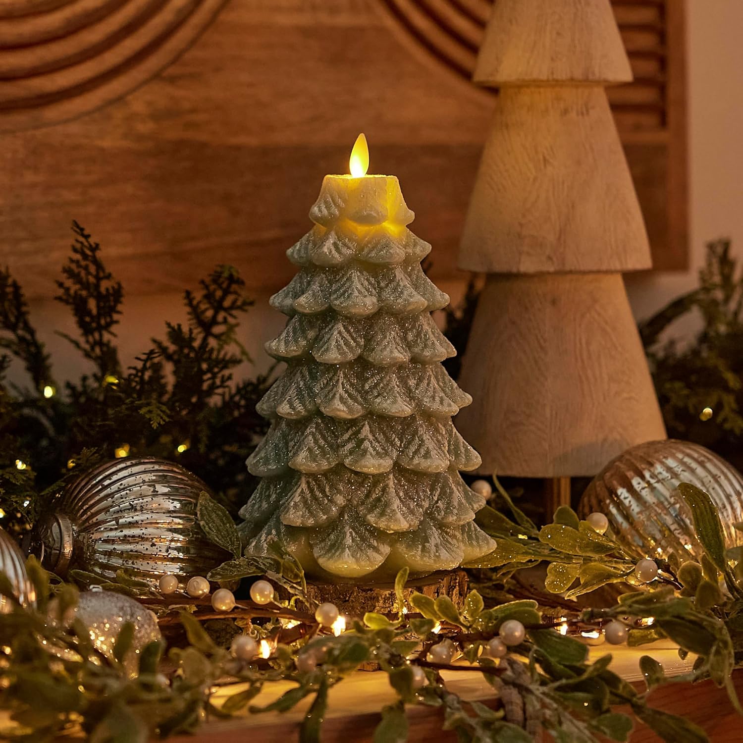 Christmas Tree Flameless Candle Moving Flame Effect LED Candle