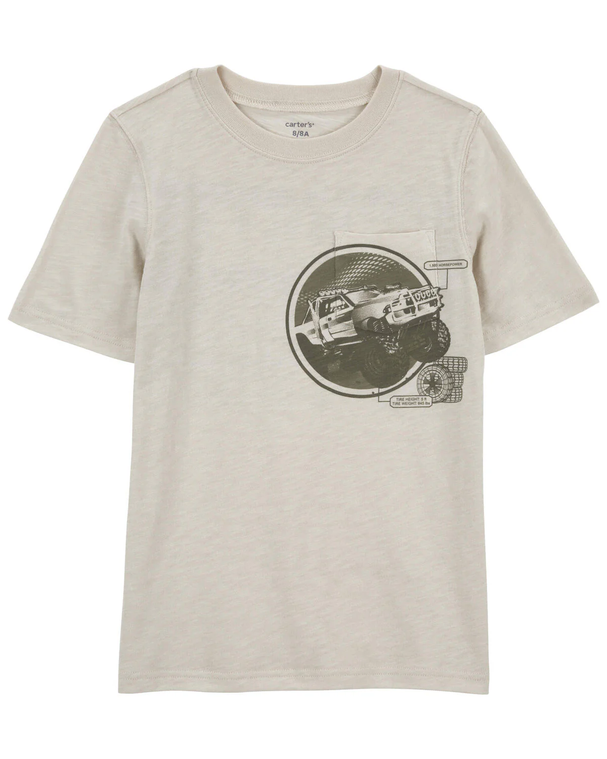 Carter's Kid Monster Truck Slub Jersey Pocket Tee