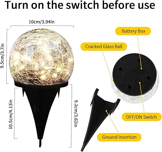 ✨✨Garden Solar Cracked Glass Ball Light