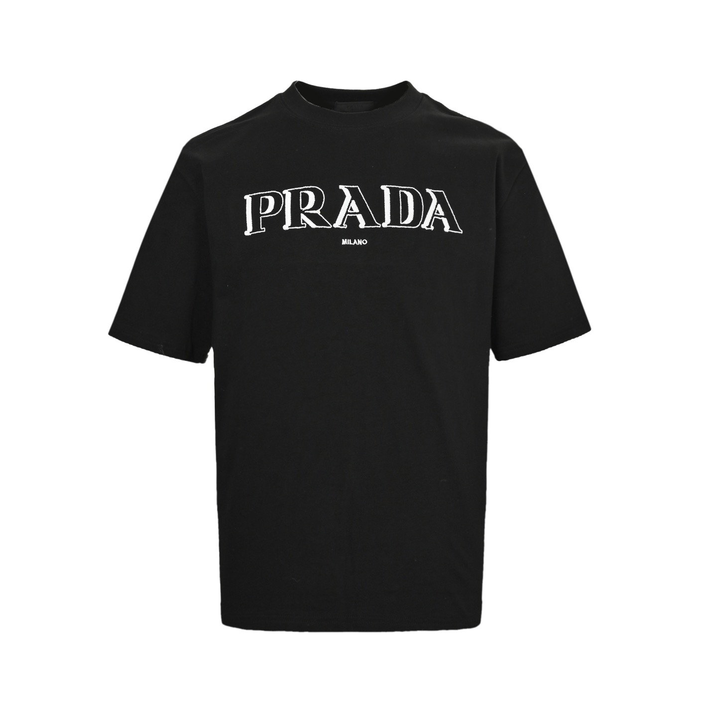Prada 25ss shadow lettering embroidered short sleeve