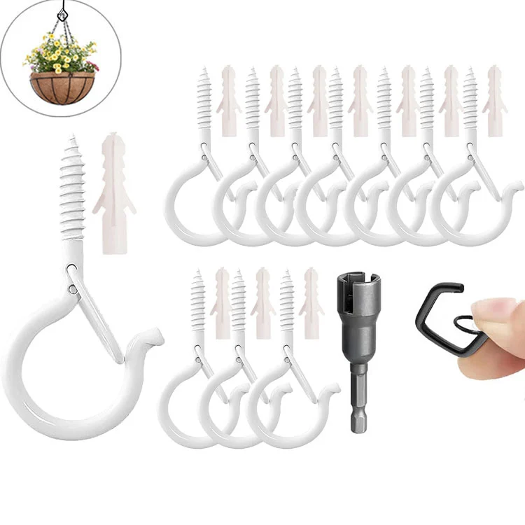 🎄🎅 Early Christmas Sale 50% OFF-10pcs Square Snap Hanging Hooks - Anti-Drop Bonsai Hooks with Safety Buckles for Christmas Rope String Lights