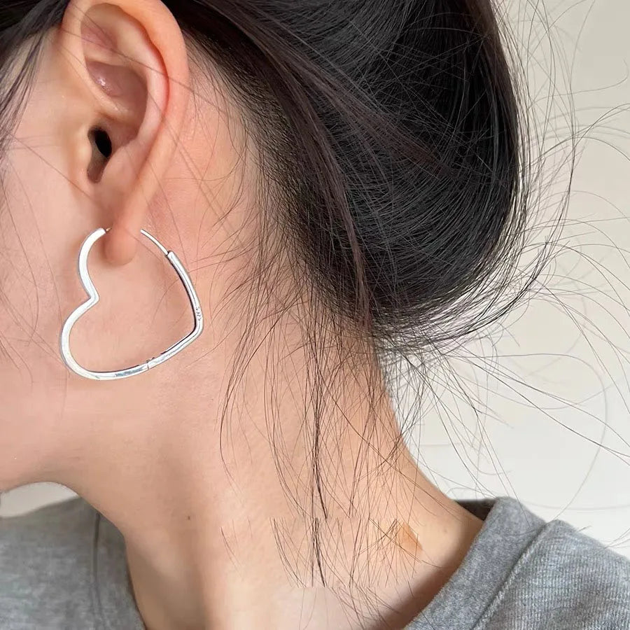 Lovely Silver Heart Earrings