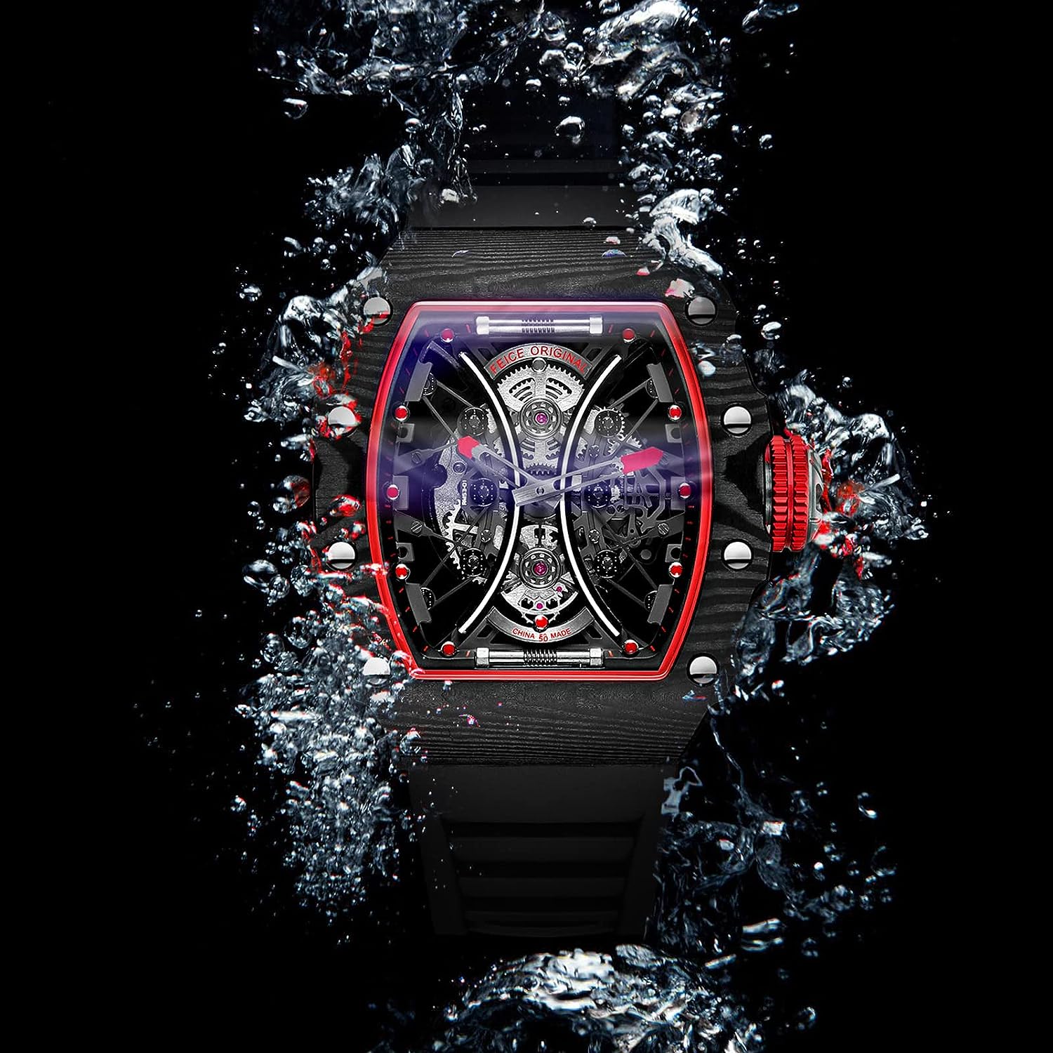 FM602 Automatic Watches Luxury Sapphire Mirror Skeleton Mechanical Wat