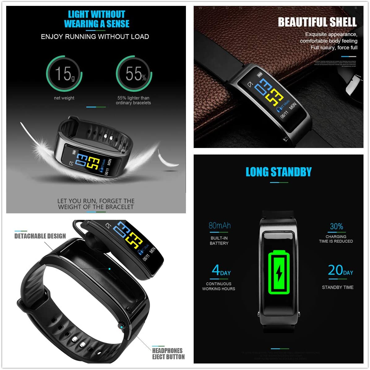 2-in-1 smart watch With Bluetooth Earphones