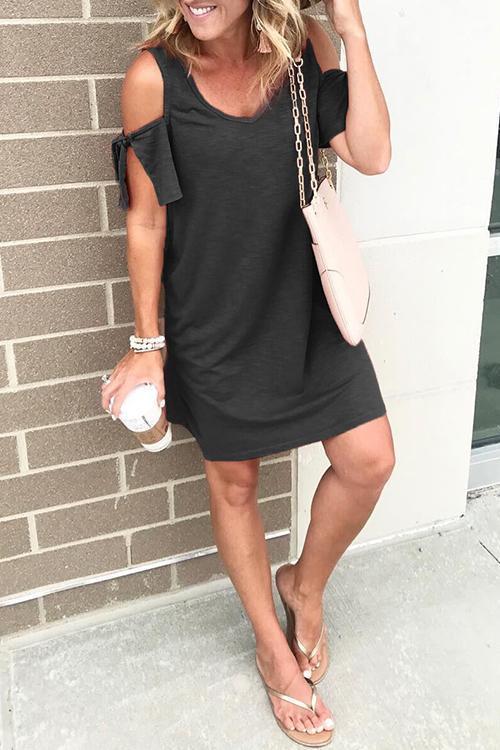 Heididress V Neck Cold Shoulder Casual Dress