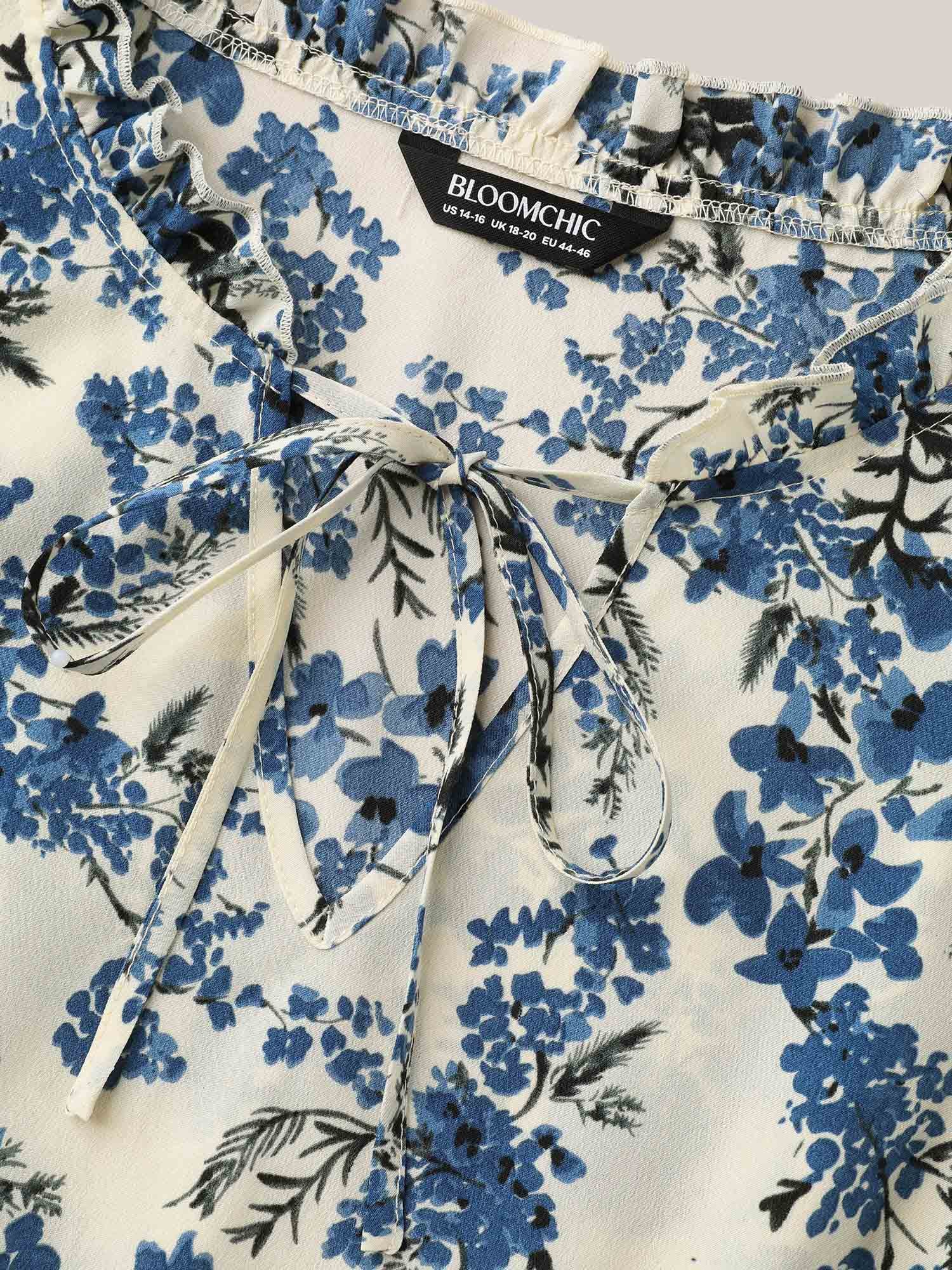 In Full Bloom Notched Collar Pockets Midi Dress