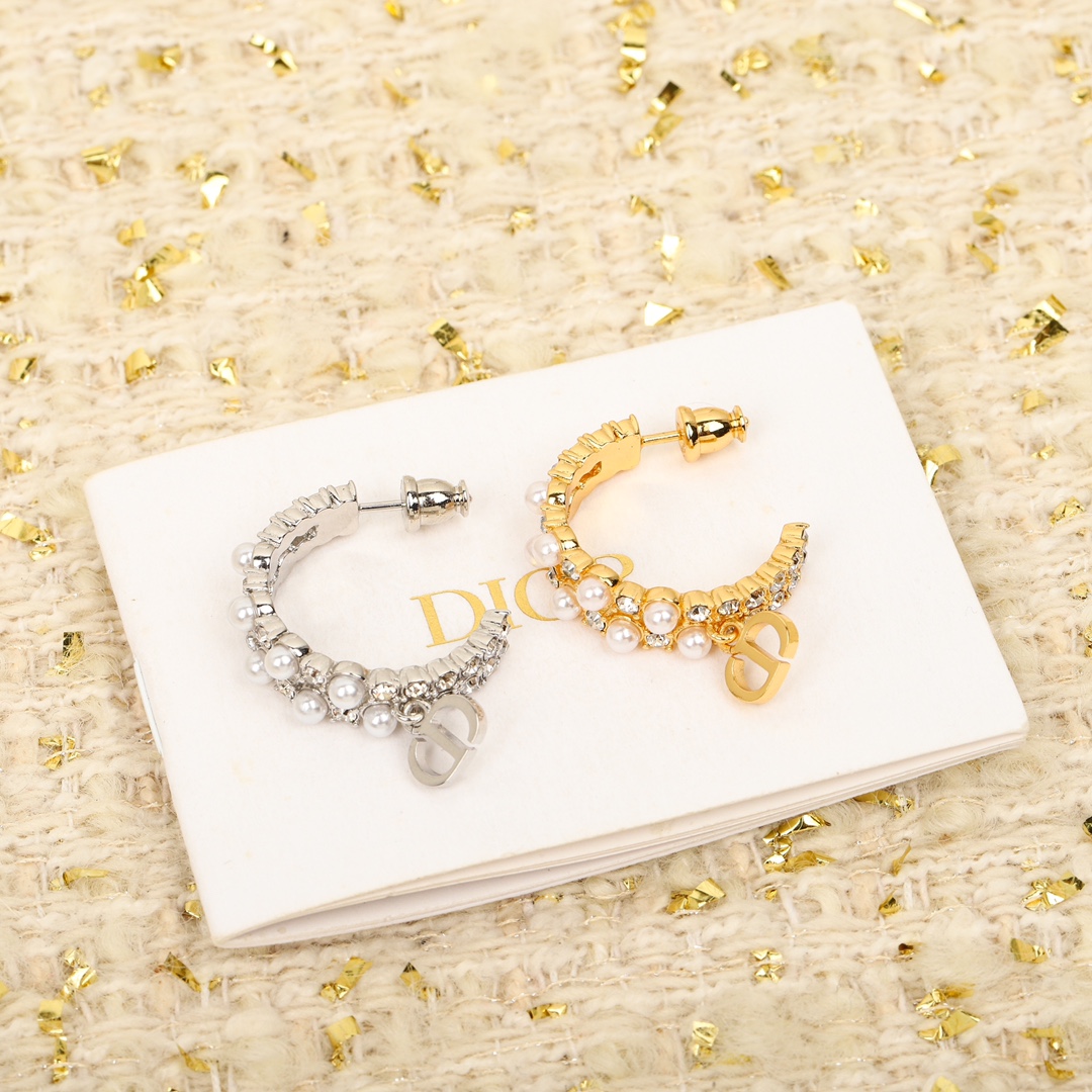 Dior Double Pearl Diamond Earrings