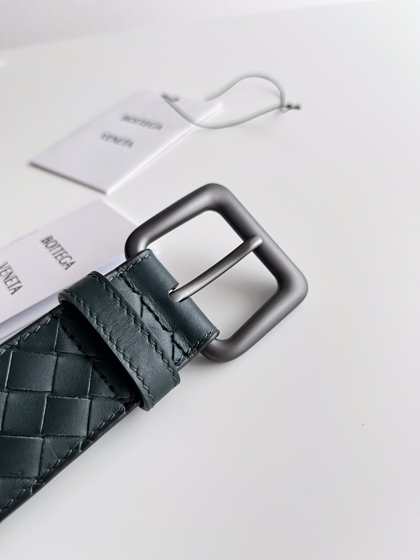 Bottega Veneta frosted pin buckle woven cowhide double-sided belt 3.5cm wide