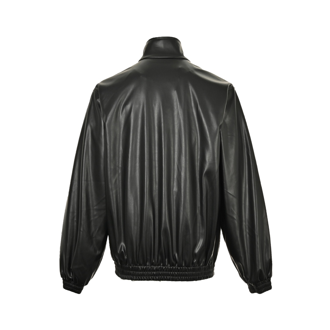 Balenciaga 24Fw embroidered leather stand collar jacket