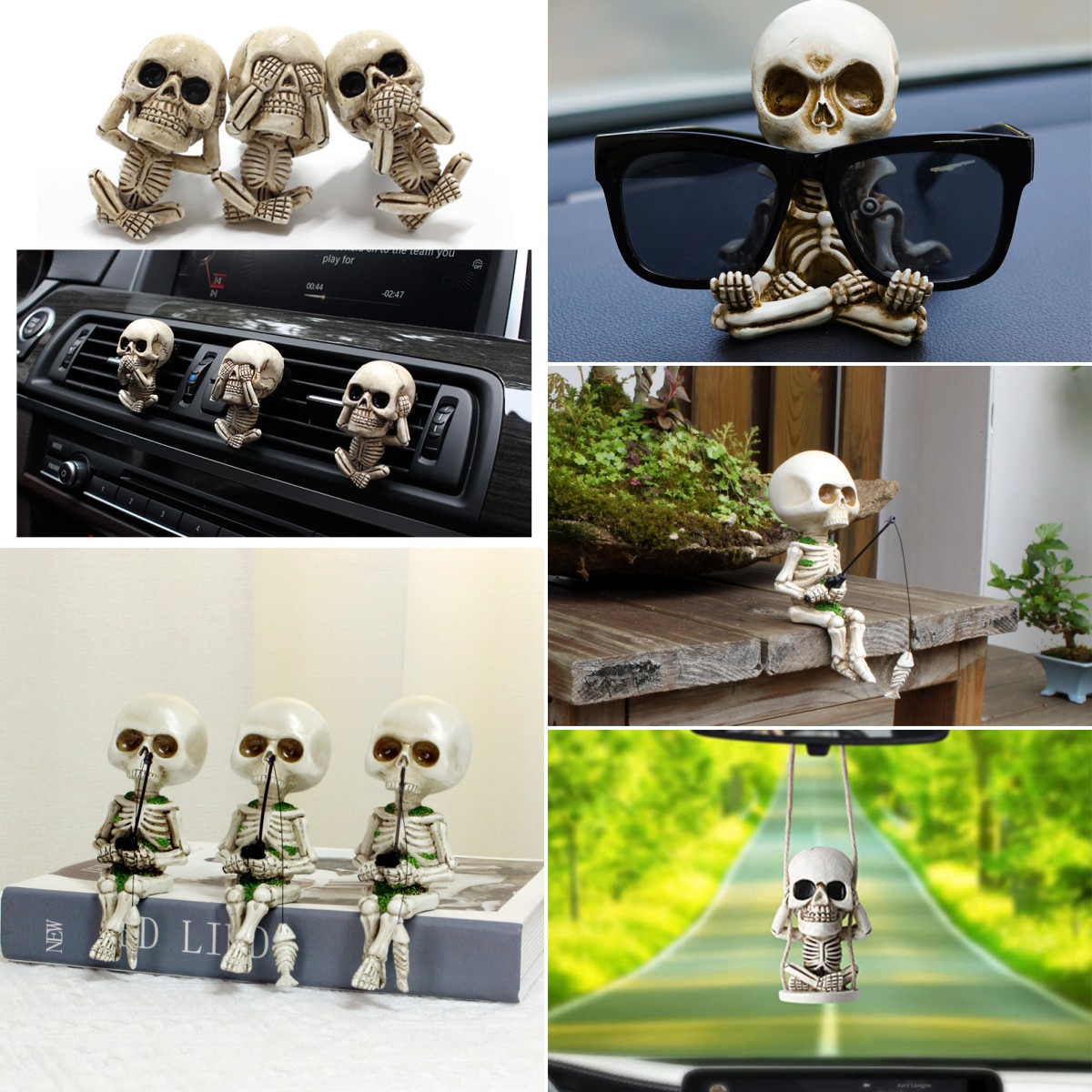(🔥Last Day Promotion-SAVE 60% OFF)💀EVIL SKULL TRIO STATUE(A SET OF 3PCS)-WITH AIR FRESHENER-BUY 2 GET 10% OFF & FREE SHIPPING