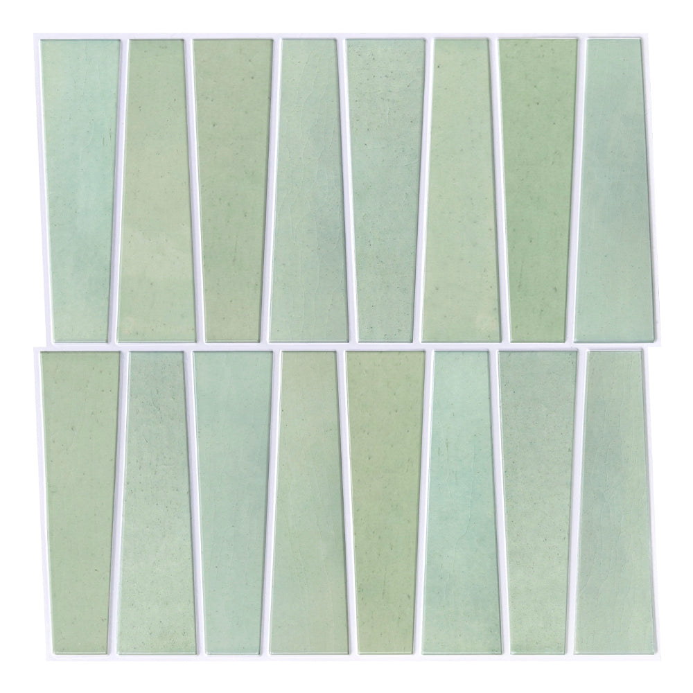 3D Trapezoid Light Green Peel and Stick Wall Tile